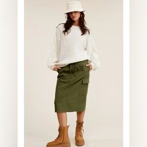 195 - Women's Olive Cargo Skirt